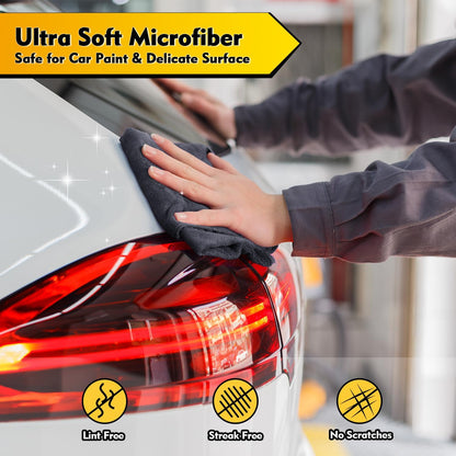 Microfiber Cleaning Cloth 12 Pack, 12.5 X 12.5 Inch Microfiber Towels for Cars, Ultra Absorbent Washing Cloth, Lint Free Streak Free Cleaning Rags for Car, Kitchen, and Window (Grey)