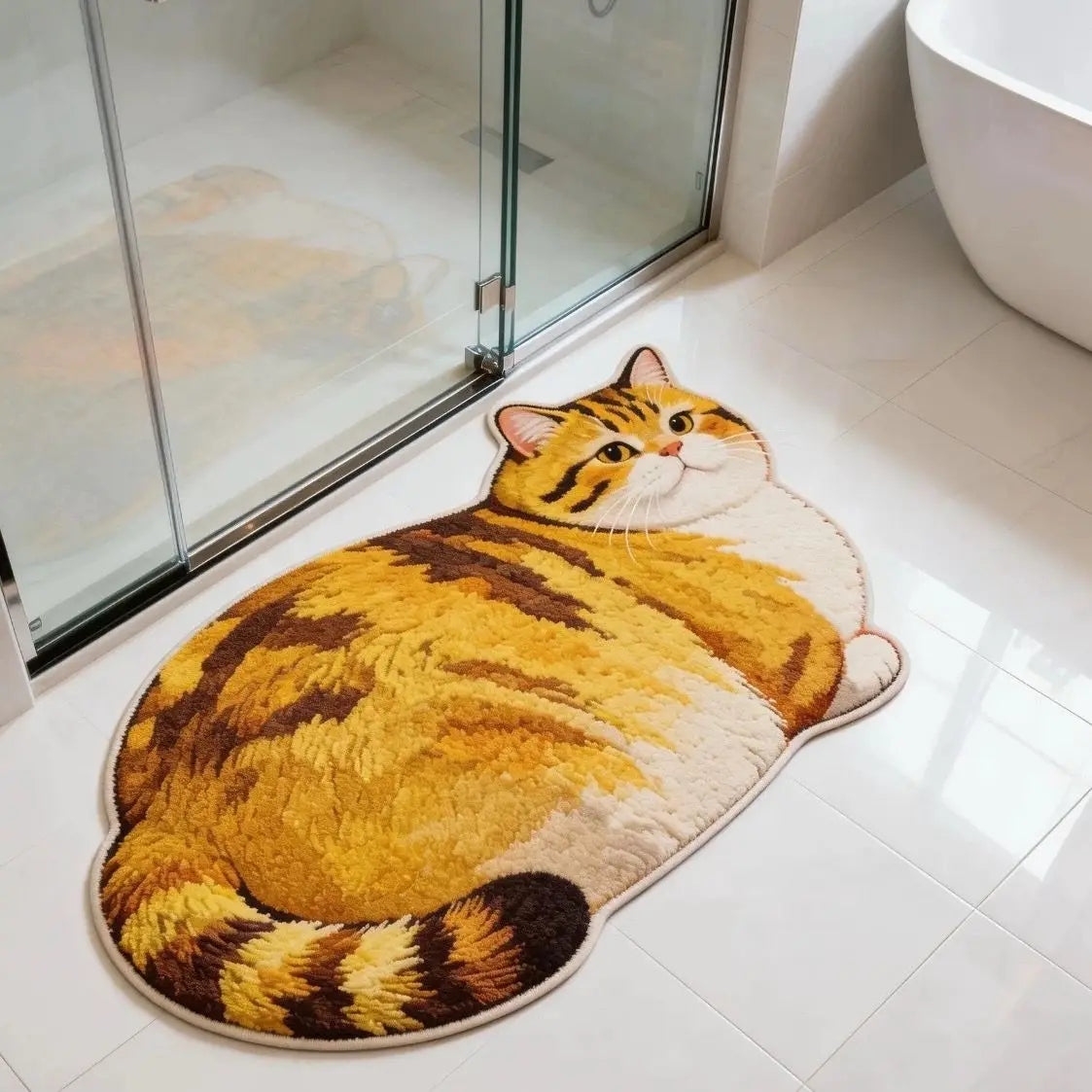 3D Cute Cat Shaped Diatomite Bath Mat Super Absorbent Non-Slip Quick Dry Bathroom Doormat for Cat Lover Home Decor Gift